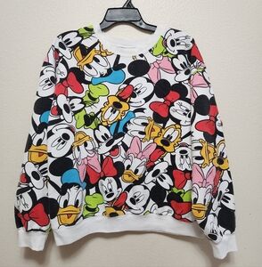 Disney Mickey and Friends ALL OVER PRINT Sweatshirt Youth Juniors Size L